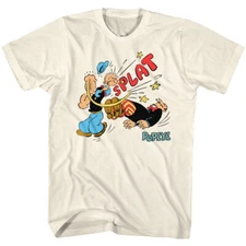 Popeye T-Shirt Sailor Man Splat Cartoon Licensed New Adult Natural Cotton