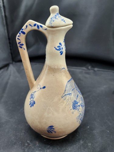 Real Vinacola Gilman & CTA Portugal Port Wine Pitcher Ceramic/Clay w/Lid Cobalt - Picture 7 of 12