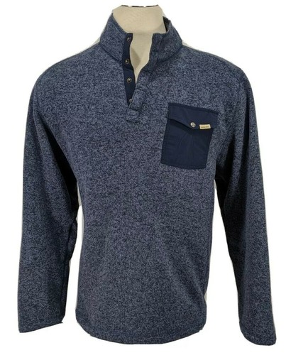 Suéter Pullover Woolrich 1/4 Cuarto Botón Azul Negro Brezo Para Hombre XL-2XL - Imagen 1 de 5