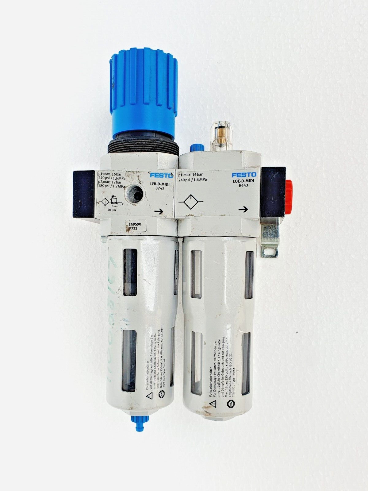 FESTO 159590 Air FRL Set 1/2" Filter Regulator Lubricator Service Unit # NEW