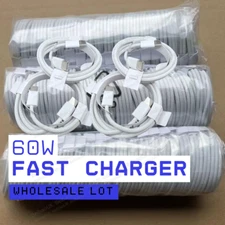 60W USB C to C Cable Fast Charge PD Nylon Cord 3/6FT for iPhone16 15 Samsung lot