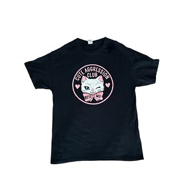 Cute Aggression Club women s Cat Black T-Shirt size medium 