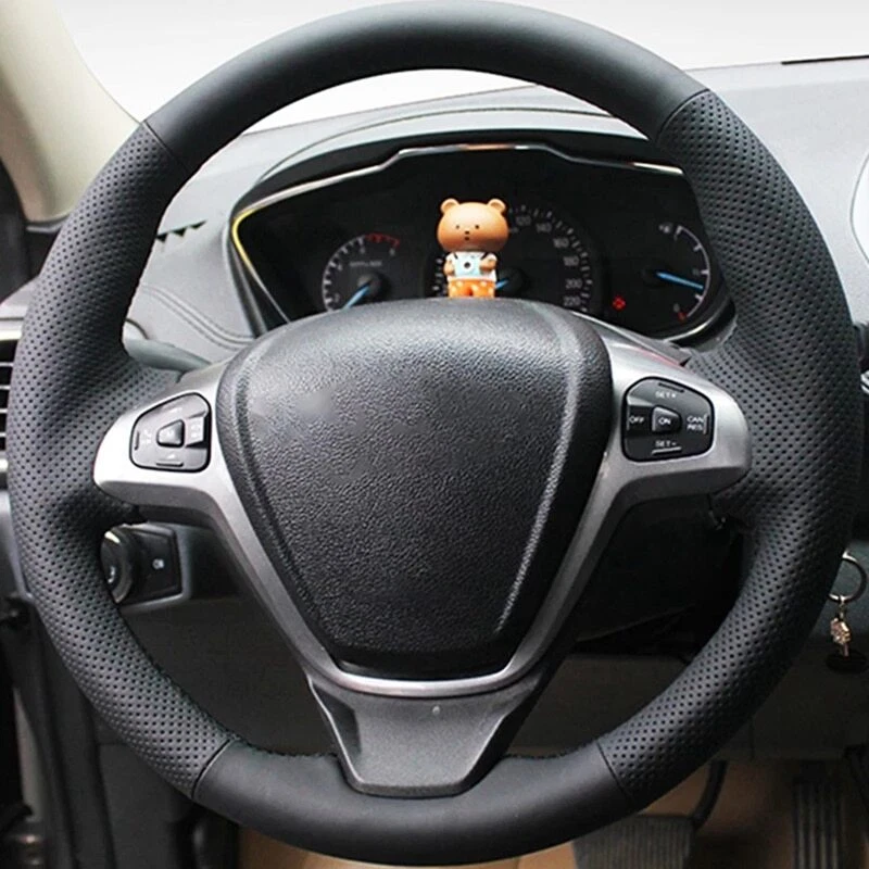 Custom Steering Wheel Cover For Ford Fiesta 2008-17 EcoSport 2014-2017 Transit - Image 2 of 4