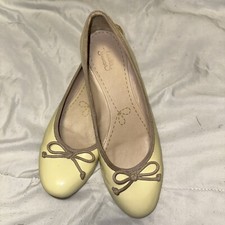 CLARKS Somerset Ballerina Shoes Pumps Slip On With Bow Yellow Size UK 5
