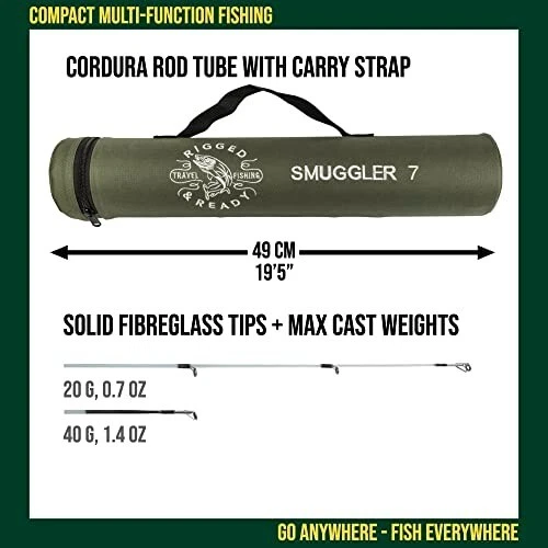 Smuggler 7 Compact Portable Travel Fishing Rod & Case 8.5’ spin ,general fishing - Image 2 of 4