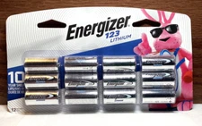 Energizer 123 3V LITHIUM Batteries 12 count  12/2033 Exp  NEW