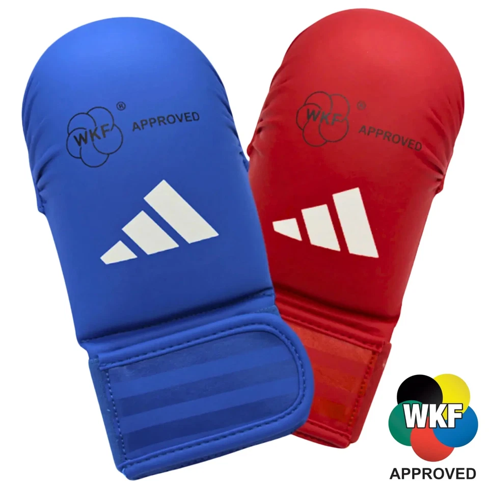 Guanti Karate Kumite Adidas omologati WKF guantini rossi o blu misure S-M-L-XL