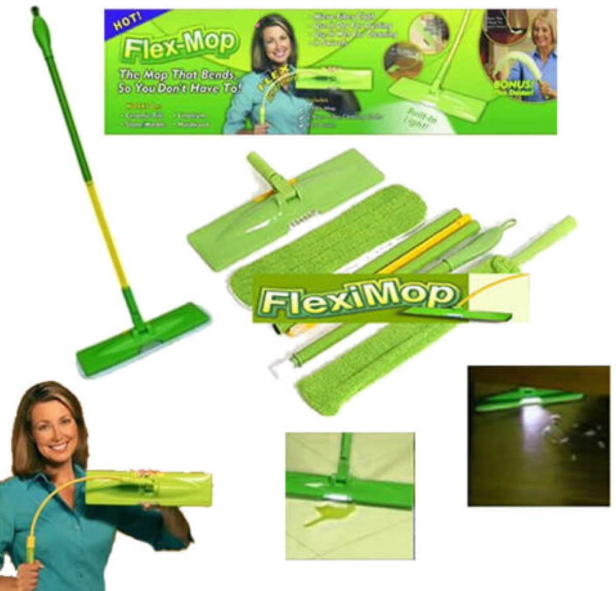 Flexi Mop Bending Flex Duster Deluxe Kit Floor House Cleaner w
