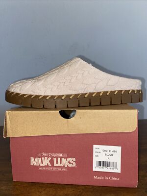 Muk Luks Womens House Shoe Closed Toe Slip On Slippers Blush tanSize 