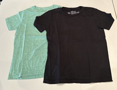 Lot of 2 Retro Brand Short Sleeve Crew Neck Youth T-Shirt Medium Black Green