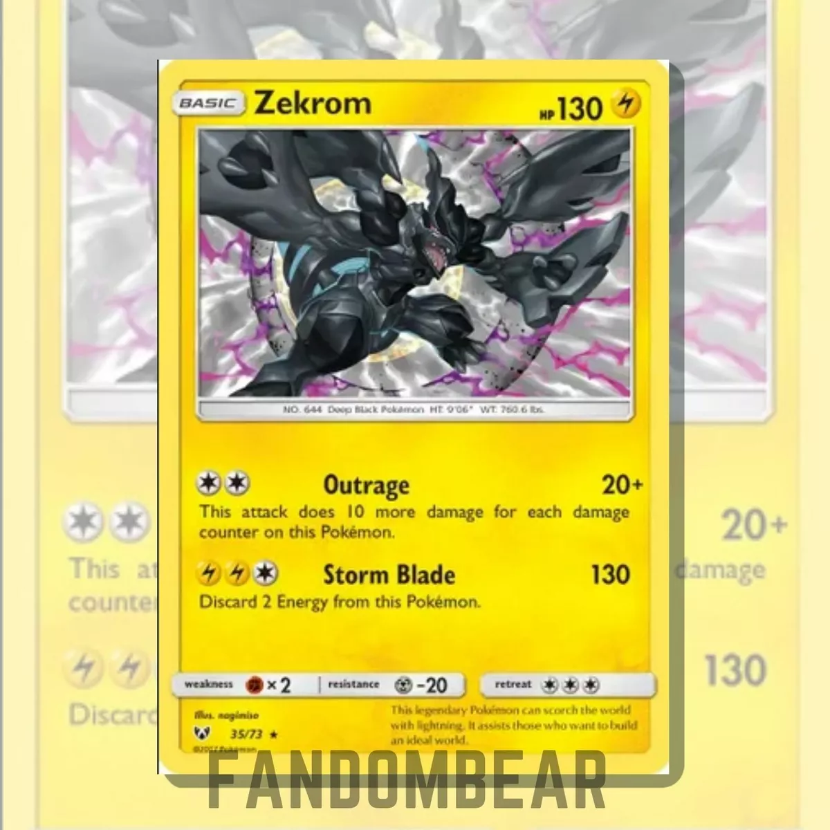 Zekrom 35/73 Shining Legends Reverse Holo Rare Pokemon Card #SL