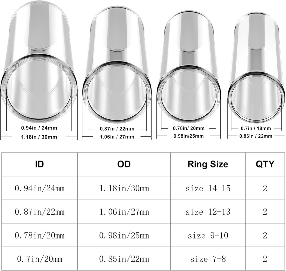Multisize Glass Guitar Slide Set of 8 - Glass Guitar Slides for Electric and Aco - Image 4 of 4