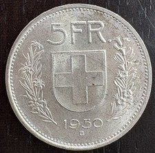 CONFEDERAZIONE SVIZZERA 5 FRANCHI 1950 B
