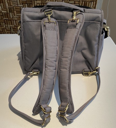 JUJUBE JU JU BE BABY CONVERTIBLE DIAPER BAG SHOULDER BAG BLACK HERRINGBONE NWOT - Picture 4 of 12