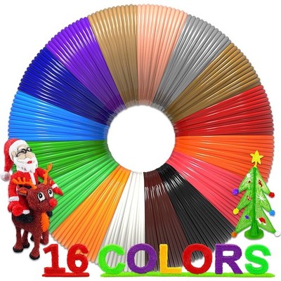 3D Druckstift Filament PLA 1,75mm Set 16 Farben 96m mit 250 E-Book Schablonen