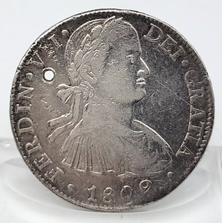1809 Mexican 8 Reales Silver Coin Holed Circulated Lot. H247