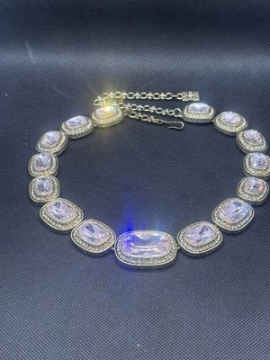 Signed HEIDI DAUS Exquisite Elegance Pink Swarovski Crystal Collar Necklace VTG