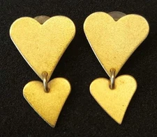 Martha Sturdy Vancouver Pierced Heart Drop Earrings Brutalist Modernist signed