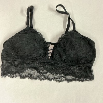 Auden Lightly Lined LongLine Black Lace Bralette