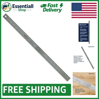 24-Inch Non-Slip Cork Back Ruler - Durable Stainless Steel with Precision Scale