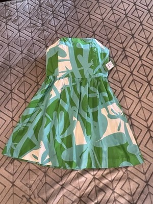 Lilly Pulitzer Lottie Strapless Dress Size 10 Green Bean All Lit Up Floral NWT