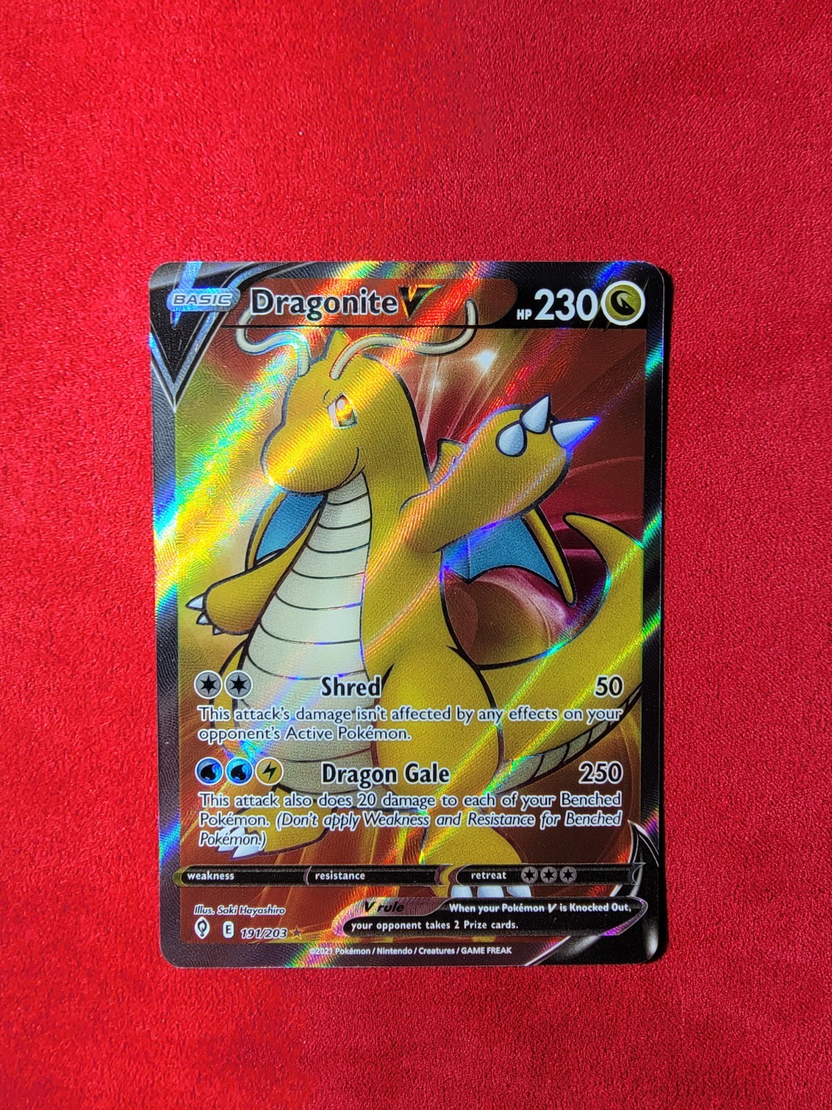 Pokemon - Dragonite V (Full Art) 191/203 SWSH07: Evolving Skies NM