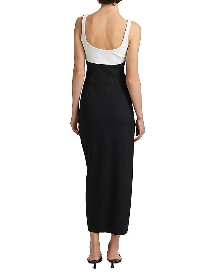 New, Chiara Boni La Petite Robe Shohey Two-Tone Midi-Dress Size 44 #MD1073