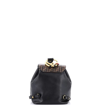 Fendi Drawstring Flap Leather with Zucca Embossed Detail Small backpack Fendi Pre-Owned Drawstring Flap Leather With Zucca Embossed  main image 4