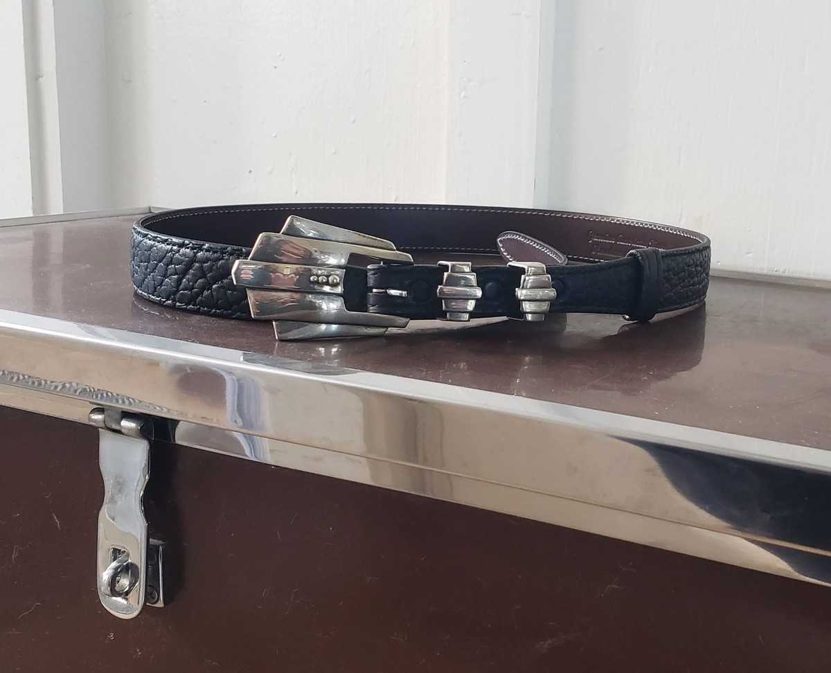 【希少/80s】David Dear ヴィンテージ コンチョベルト ユニセックス David Dear Sterling Silver Belt Buckle & Keepers; Cstm Bison Belt