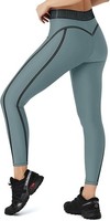 Damen Sportleggings High Waist Blickdicht Grau-GrüN Gr. L Fitness Yoga Hose