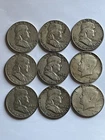 7 Franklin Half Dollars And 2 Kennedy's 90% Silver LOT OF 9