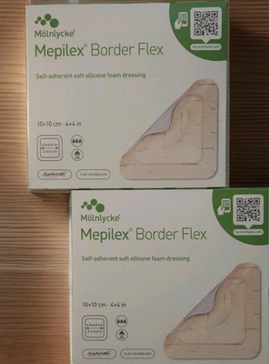   10 Dressings -  Mepilex Border Flex 4'' x 4'' - Soft Silicone Foam Dressing