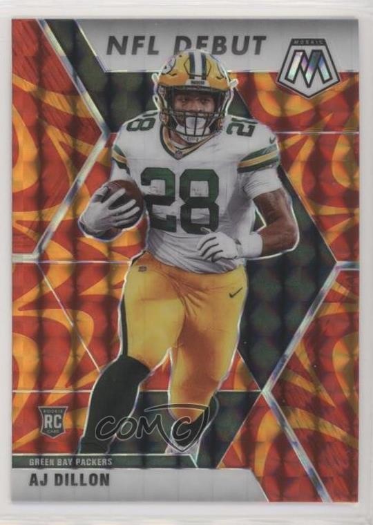 2020 Panini Mosaic NFL Debut Reactive Orange Prizm AJ Dillon #279 Rookie RC 08rj
