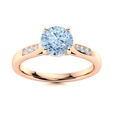 Sterling Silver Aquamarine Gemstone Statement Sister Solitaire Ring Jewelry