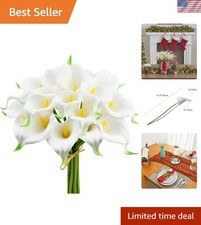20 Stems of Elegant White PU Calla Lilies 13.5in for DIY Centerpieces Bouquets