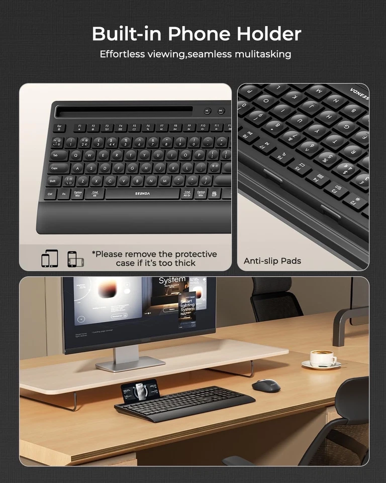 Seenda COE201 Wireless Bluetooth Keyboard & Mouse, Ergonomic QWERTY for Mac/PC - Image 4 of 4