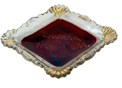 WILMONT MN MINNESOTA Ruby Red Flash Souvenir Glass TRINKET ANTIQUE DISH