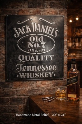  Vintage Jack Daniels Metal Sign 20x24  Handmade Aluminum Relief Garage Decor 