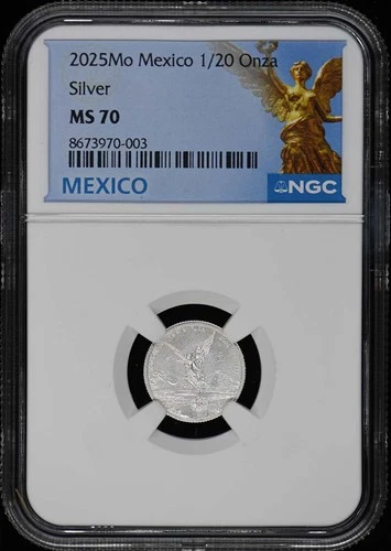 2025 Mo Mexico 1/20 Onza Libertad Silver NGC MS70 Low Mintage 200