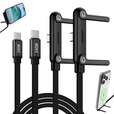 2in1 Invisible Stand Fast Charging Cable 240W TypeC Braided Fast Charging Cab...