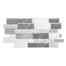 10Pcs 9.4"x4.7" Peel and Stick Backsplash Mable Tile Stickers, Black White Grey