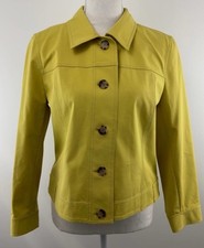 Lafayette 148 New York Greenish Yellow Jacket Size 10 Women Button Chartreuse