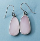 Vintage Sterling Silver 925 Pinkish Mother of Pearl Dangle Earrings Hooks 1 3/8" — photo 7