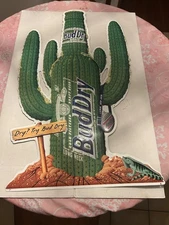 Budweiser Bud Dry Cactus & Iguana Tin Sign Game Room Man Cave Bar Pub