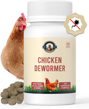 Natural Chicken Dewormer for Laying Hens, Egg Safe, 120 Tablets, USA Made