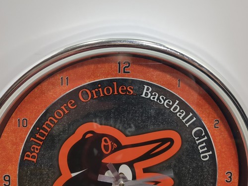 Baltimore Orioles 12 Inch WinCraft Chrome Plastic Wall Clock Pre-owned Works - Picture 2 of 20