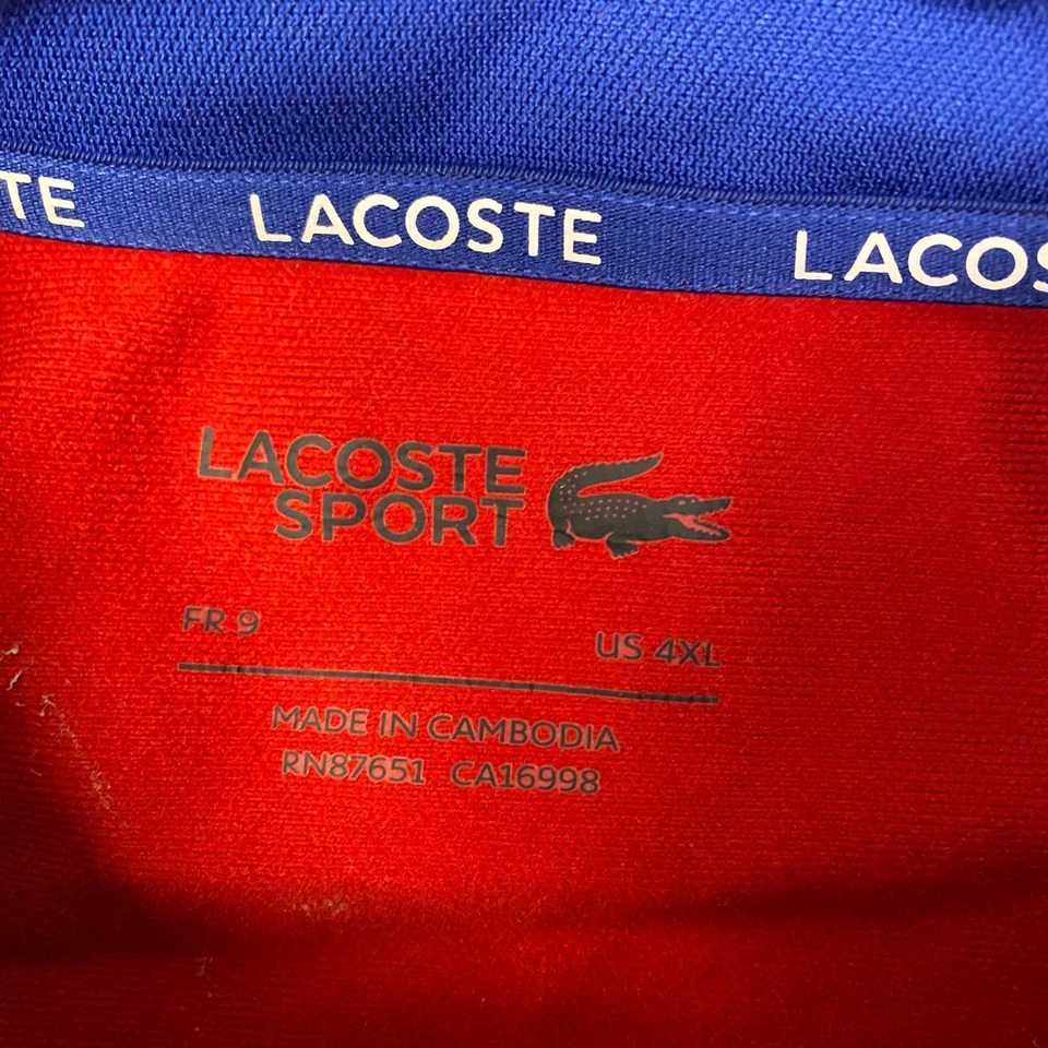 Lacoste Sport Track Jacket Red Blue Full Zip Mens 4XL Colorblock - Image 3 of 4