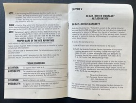 Nintendo NES ADVANTAGE Controller Manual