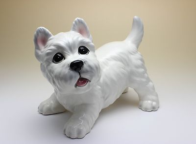 Westie Puppy West Highland White Terrier Westy Porcelain Figurine Japan NEW 