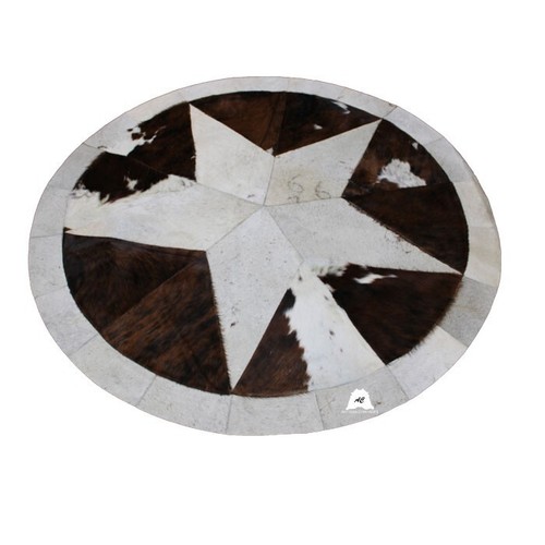 Alfombra redonda de cuero de vaca Patchwork Star - tamaño 60 pulgadas - Imagen 1 de 4